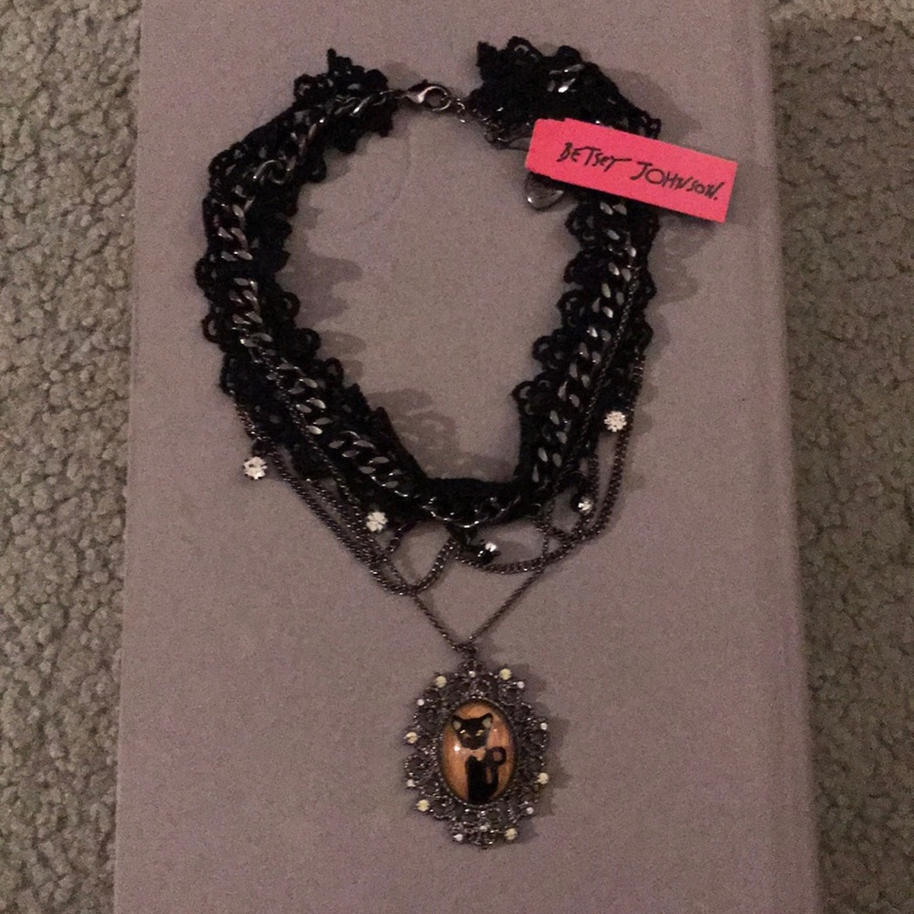 Betsey Johnson Black Cat Choker Necklace